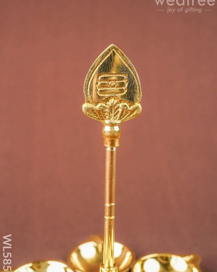 Brass Murugan Vel Diya - 7 inch - WL5857 - Brass Diya