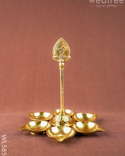 Brass Murugan Vel Diya - 7 inch - WL5857 - Brass Diya