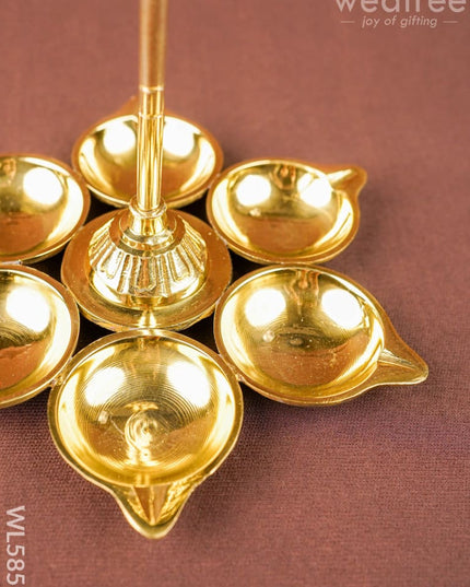 Brass Murugan Vel Diya - 7 inch - WL5857 - Brass Diya