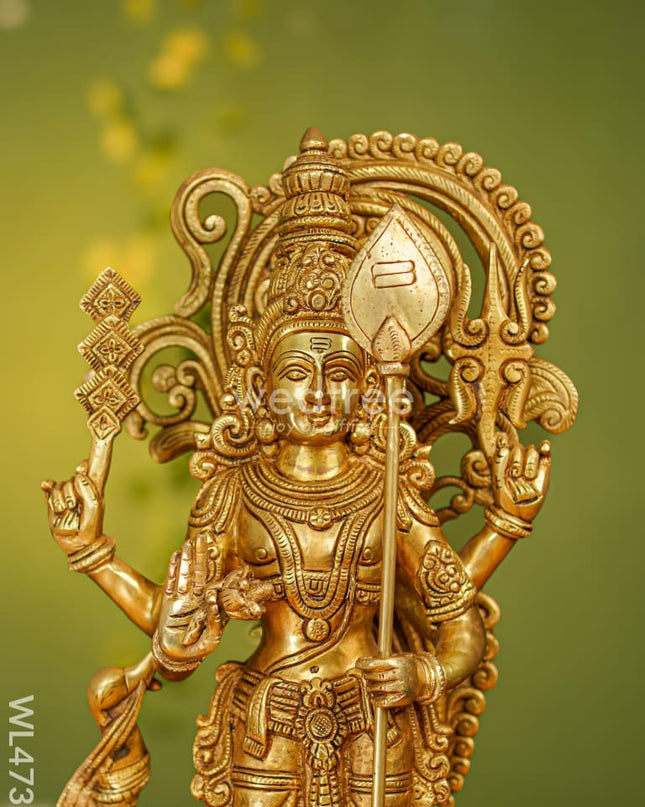Brass Murugan With Peacock Idol - Wl4732 Figurines