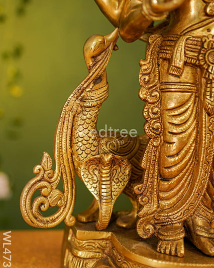 Brass Murugan With Peacock Idol - Wl4732 Figurines