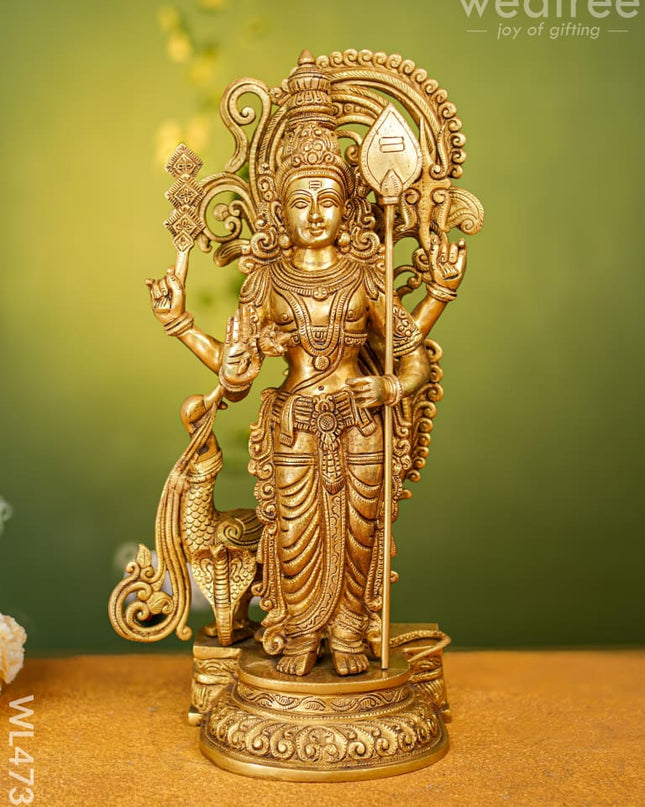 Brass Murugan With Peacock Idol - Wl4732 Figurines