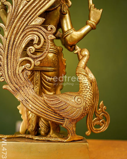 Brass Murugan With Peacock Idol - Wl4732 Figurines
