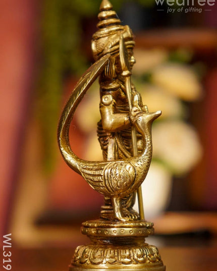 Brass Murugan With Peacock - Wl3191 Figurines
