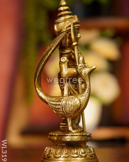 Brass Murugan With Peacock - Wl3191 Figurines