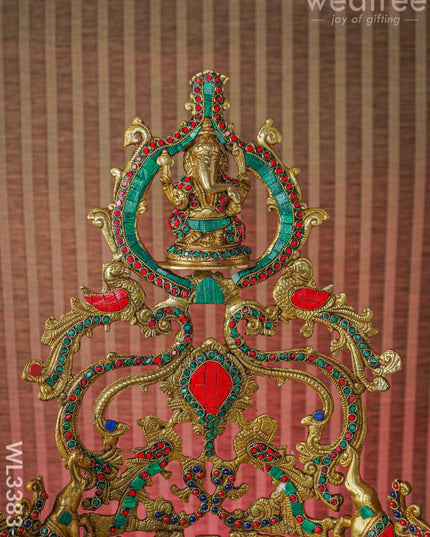 Brass Musical Ganesha Urli With Stone Work - Wl3383-1