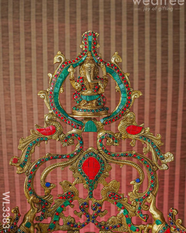 Brass Musical Ganesha Urli With Stone Work - Wl3383-1