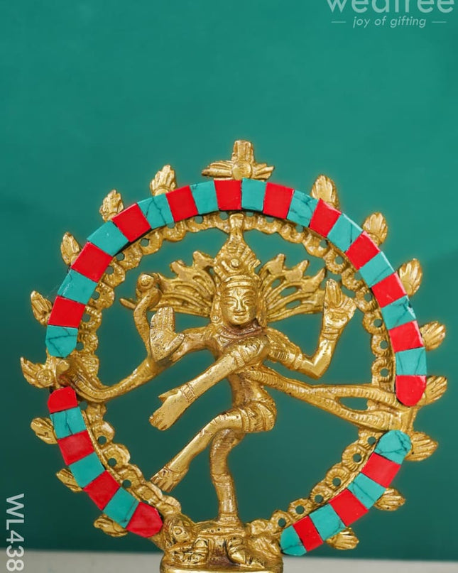 Brass Nataraja With Tile Work - Wl4381 Figurines