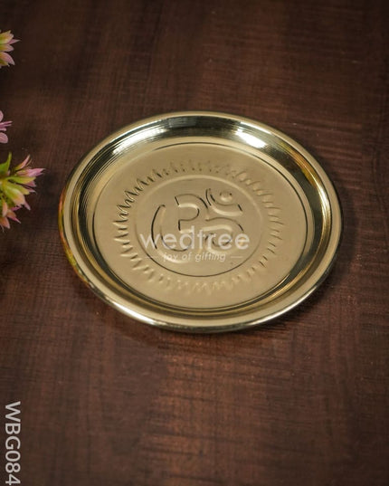 Brass Om Plate - 5.5 Inch Wbg0842 Pooja Utility