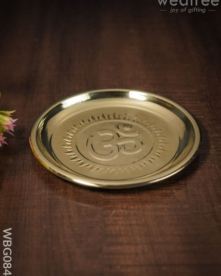 Brass Om Plate - 5.5 Inch Wbg0842 Pooja Utility