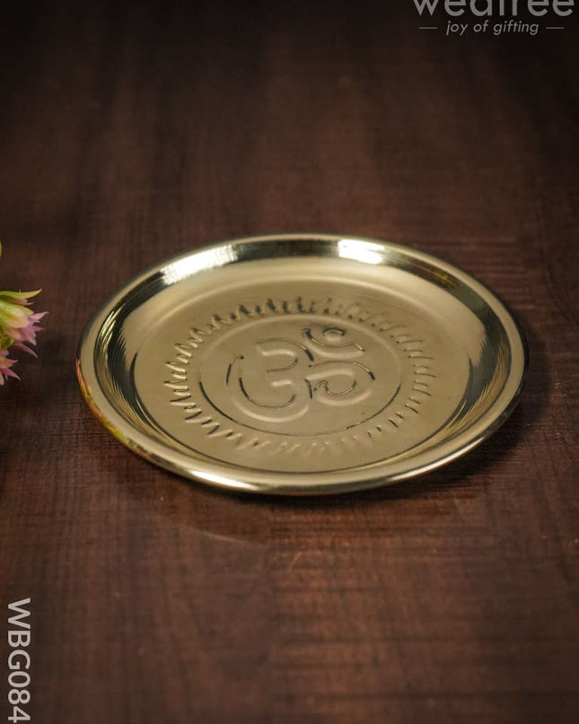 Brass Om Plate - 5.5 Inch Wbg0842 Pooja Utility
