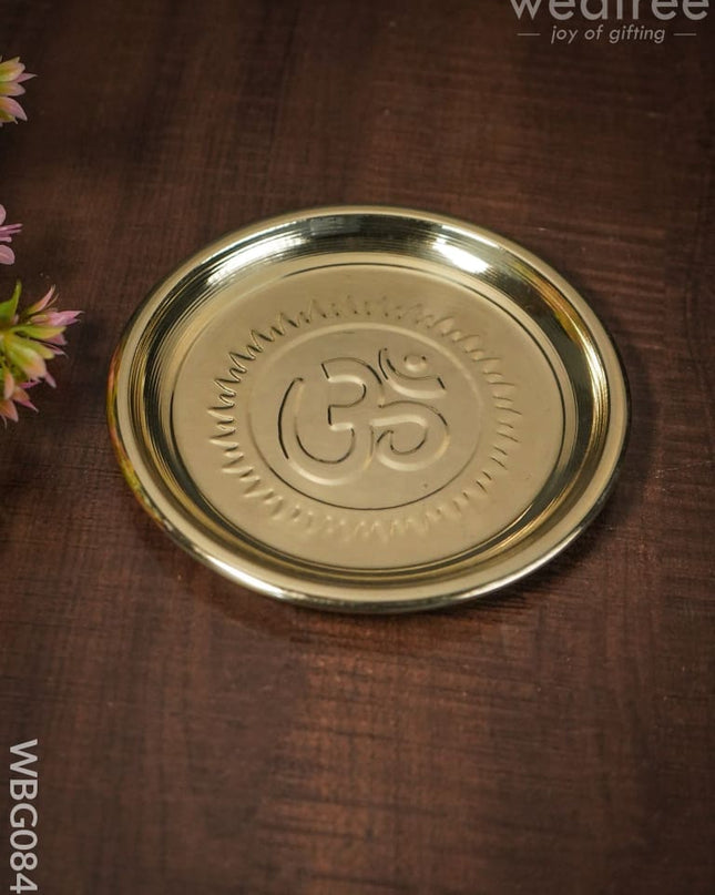 Brass Om Plate - 5.5 Inch Wbg0842 Pooja Utility