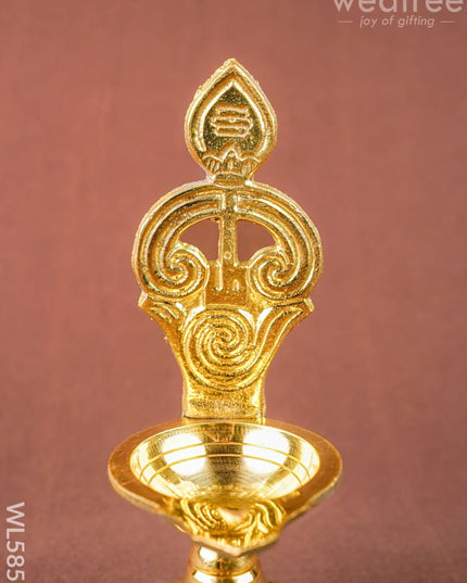 Brass OM with Vel Diya - 6 inch - WL5856 - Brass Diya