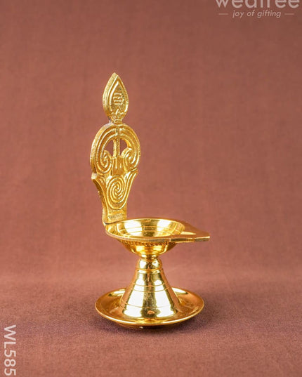 Brass OM with Vel Diya - 6 inch - WL5856 - Brass Diya