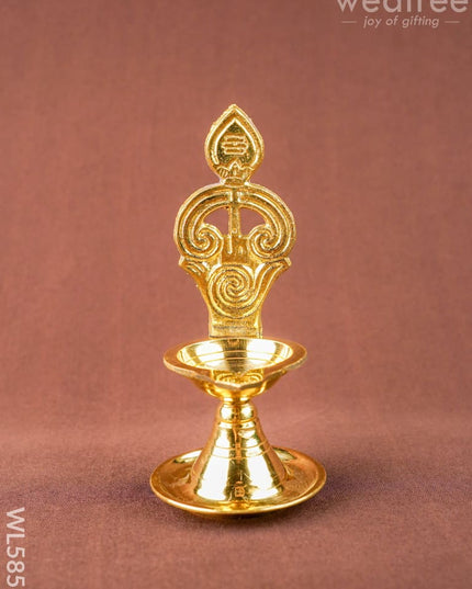 Brass OM with Vel Diya - 6 inch - WL5856 - Brass Diya
