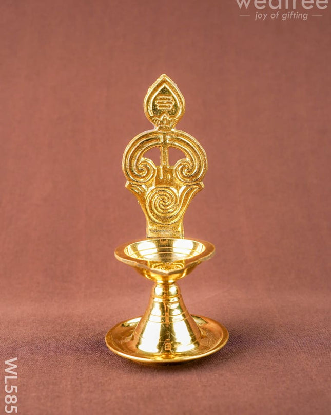Brass OM with Vel Diya - 6 inch - WL5856 - Brass Diya