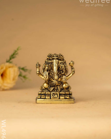 Brass Panchamukhi Ganesha Idol - 3 inch - WL4968 Brass Figurines