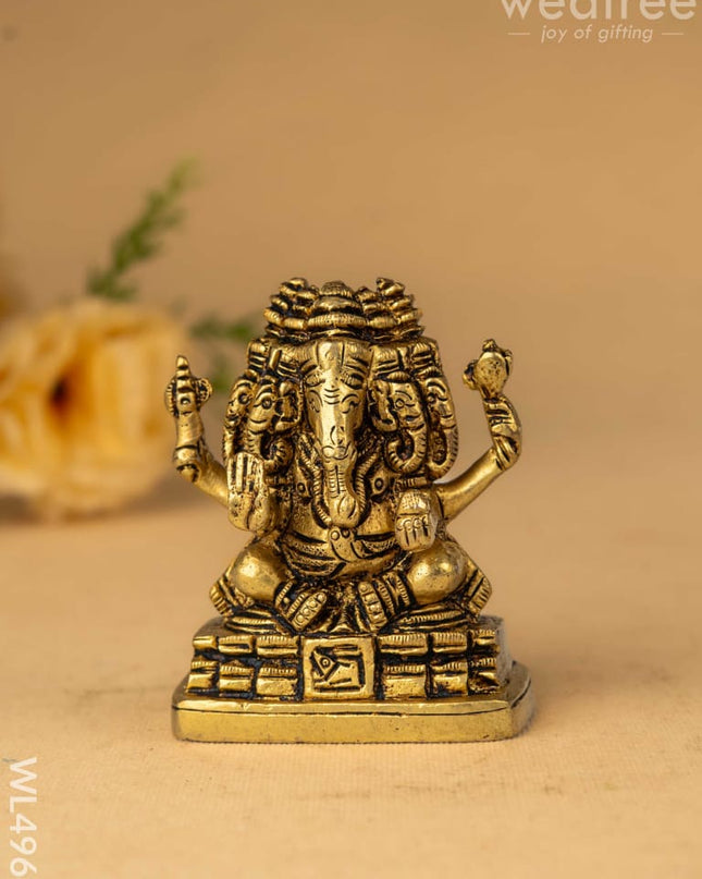Brass Panchamukhi Ganesha Idol - 3 inch - WL4968 Brass Figurines