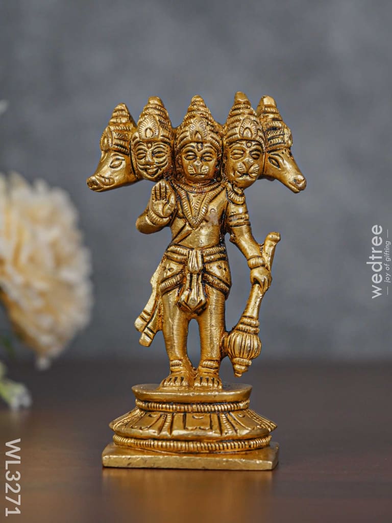 Brass Panchmukhi Hanuman - Brown Antique Finish Wl3271 Figurines