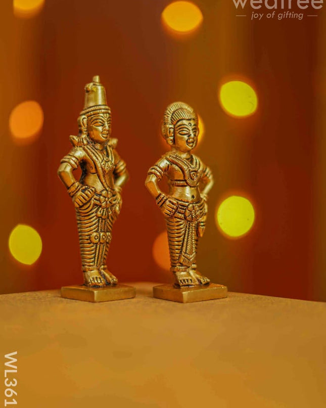 Brass Panduranga Rukmani Idol - Set Of 2 Wl3619 Figurines