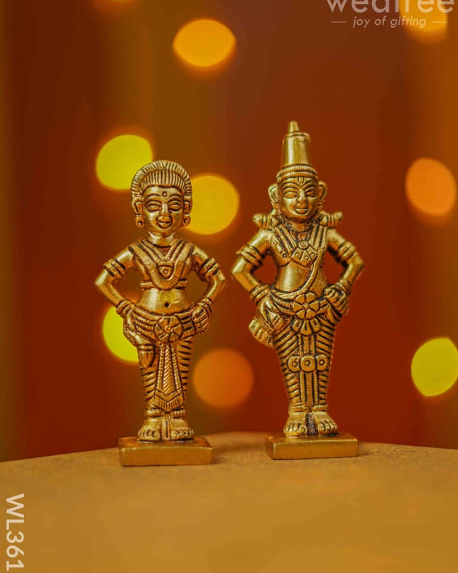 Brass Panduranga Rukmani Idol - Set Of 2 Wl3619 Figurines