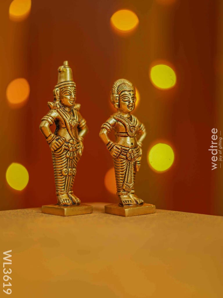 Brass Panduranga Rukmani Idol - Set Of 2 Wl3619 Figurines