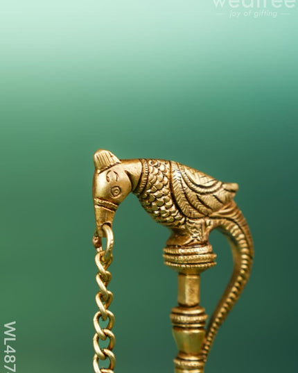 Brass Parrot with Diya - 7 inch - WL4874 Brass Diya