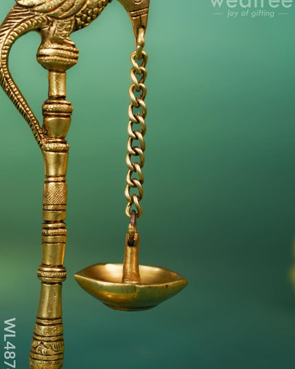 Brass Parrot with Diya - 7 inch - WL4874 Brass Diya