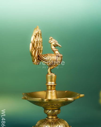 Brass Peacock Diya - 8 inch - WL4861 Brass Diya