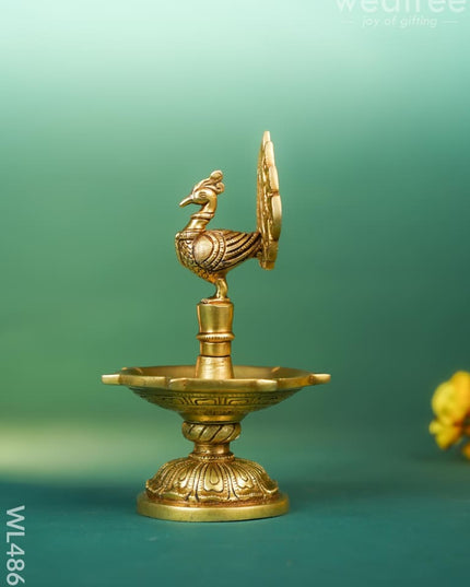 Brass Peacock Diya - 8 inch - WL4861 Brass Diya