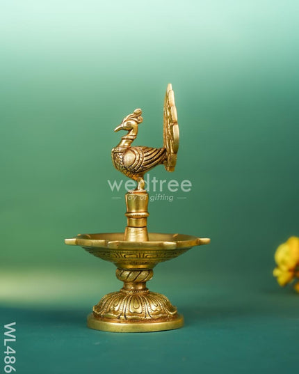 Brass Peacock Diya - 8 inch - WL4861 Brass Diya