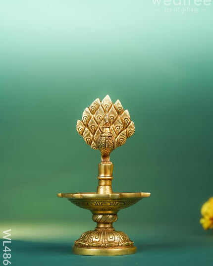 Brass Peacock Diya - 8 inch - WL4861 Brass Diya