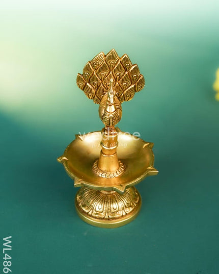 Brass Peacock Diya - 8 inch - WL4861 Brass Diya