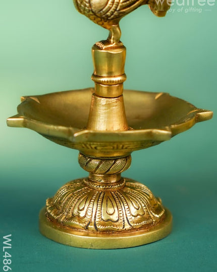 Brass Peacock Diya - 8 inch - WL4861 Brass Diya