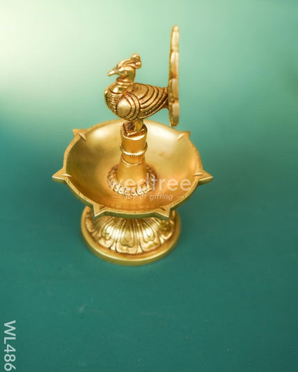 Brass Peacock Diya - 8 inch - WL4861 Brass Diya