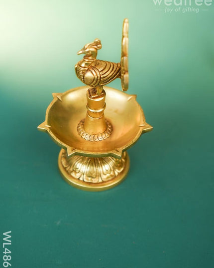 Brass Peacock Diya - 8 inch - WL4861 Brass Diya