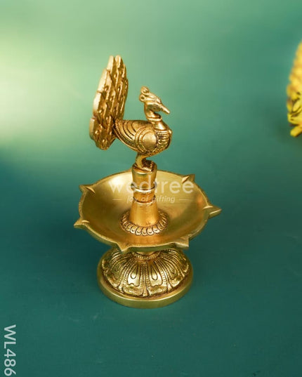 Brass Peacock Diya - 8 inch - WL4861 Brass Diya