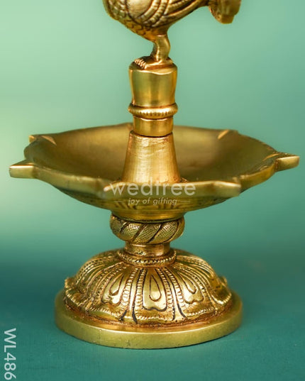 Brass Peacock Diya - 8 inch - WL4861 Brass Diya