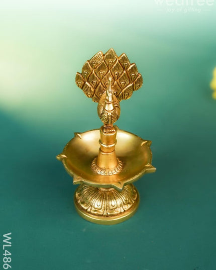 Brass Peacock Diya - 8 inch - WL4861 Brass Diya