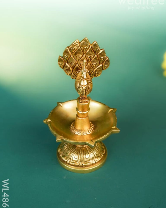 Brass Peacock Diya - 8 inch - WL4861 Brass Diya