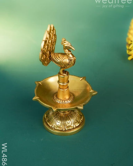 Brass Peacock Diya - 8 inch - WL4861 Brass Diya