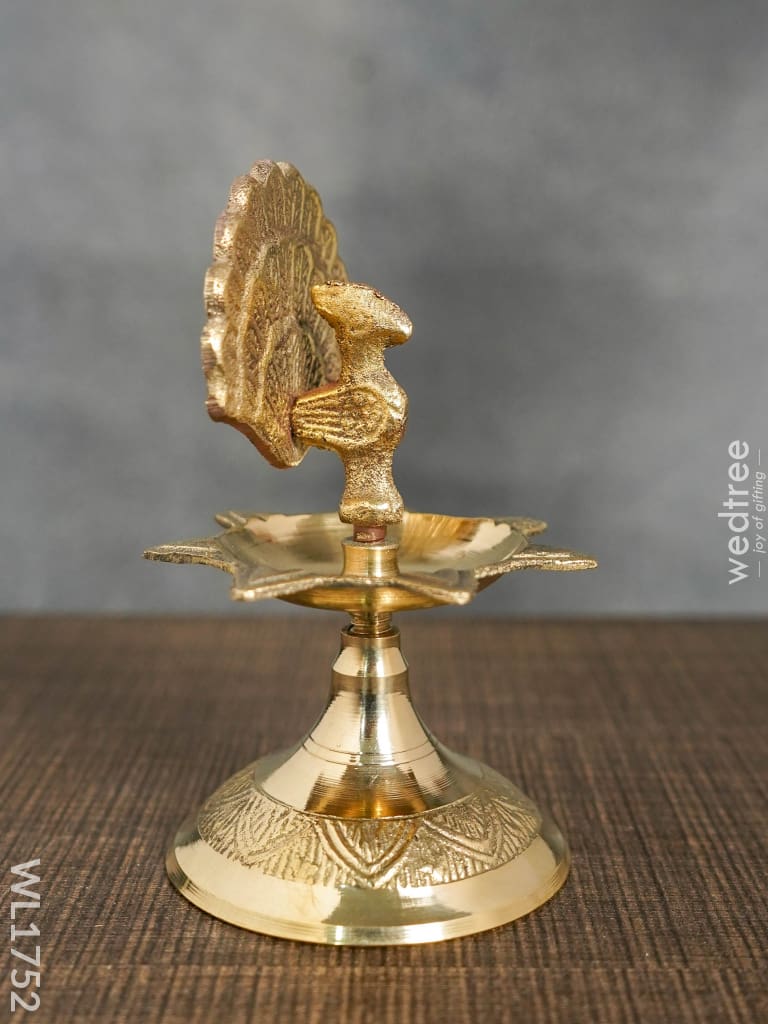 Brass Peacock Diya With 7 Face - Wl1752