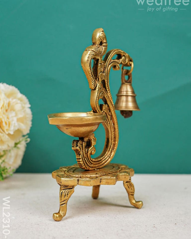Brass Peacock Diya With Chowki - Wl2310