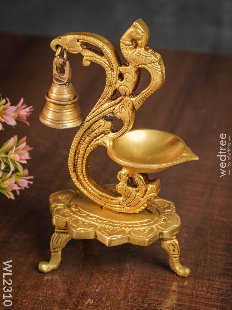 Brass Peacock Diya With Chowki - Wl2310