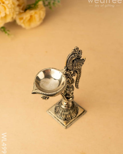 Brass Peacock Diya with Stand - Antique Finish - WL4994 Brass Diya