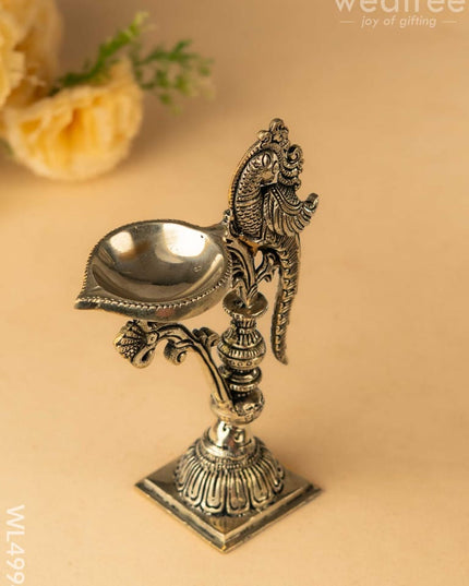 Brass Peacock Diya with Stand - Antique Finish - WL4994 Brass Diya