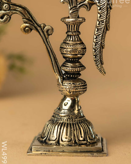 Brass Peacock Diya with Stand - Antique Finish - WL4994 Brass Diya