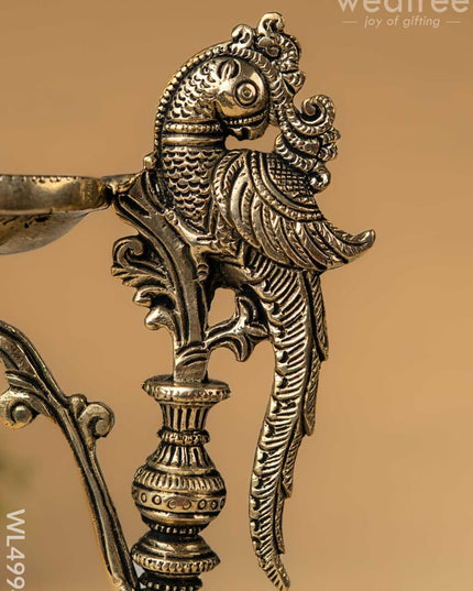 Brass Peacock Diya with Stand - Antique Finish - WL4994 Brass Diya