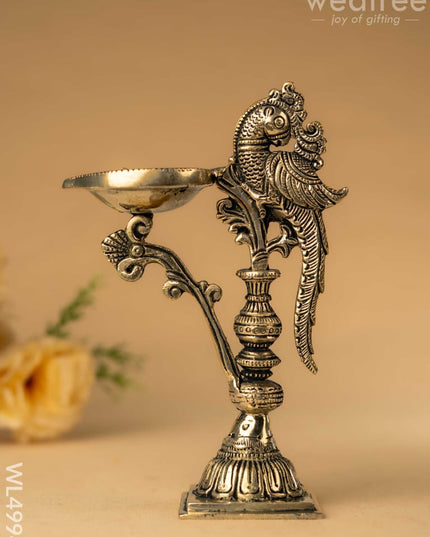 Brass Peacock Diya with Stand - Antique Finish - WL4994 Brass Diya