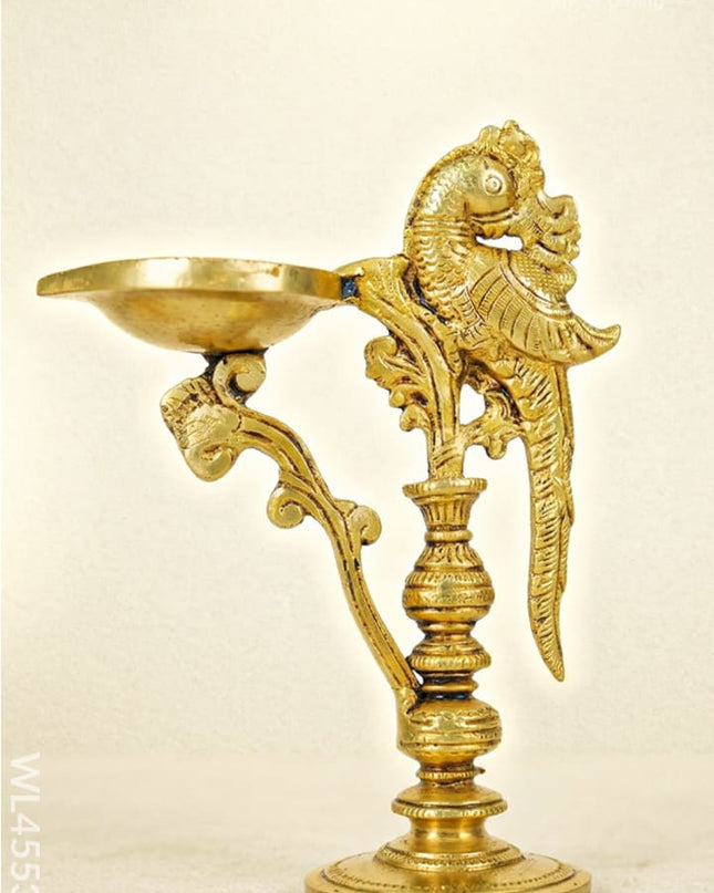 Brass Peacock Diya with Stand - WL4553-1 - Brass Diya